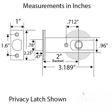 PRIVACY LEVER LATCH, 2" BACKSET, 5/16" HUB - 48145203